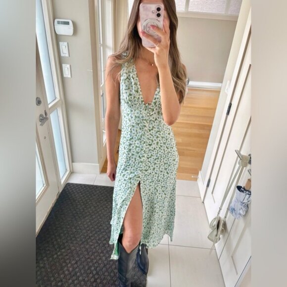 NEW Reformation Ceara Midi Dress Daisy Meadow Green Floral | US 0 UK 4 - Picture 7 of 16